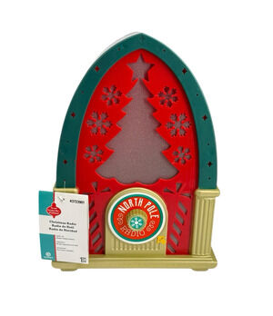 NEW Gemmy North Pole Radio Christmas Prop Lights Up, Sound w/Motion Detection
